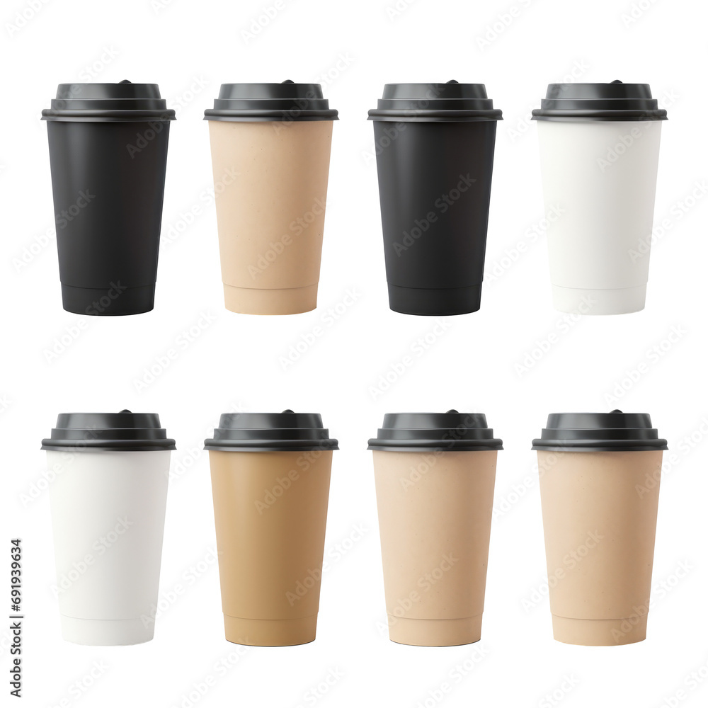 Craft cup paper. Blank brown coffee cup template with cardboard holder and plastic lid. Takeaway craft pack set for hot drink mockup isolated on transparent background. Disposable takeout cafe package Craft cup paper. Blank brown coffee cup template with cardboard holder and plastic lid. Takeaway craft pack set for hot drink mockup isolated on transparent background. Disposable takeout cafe package