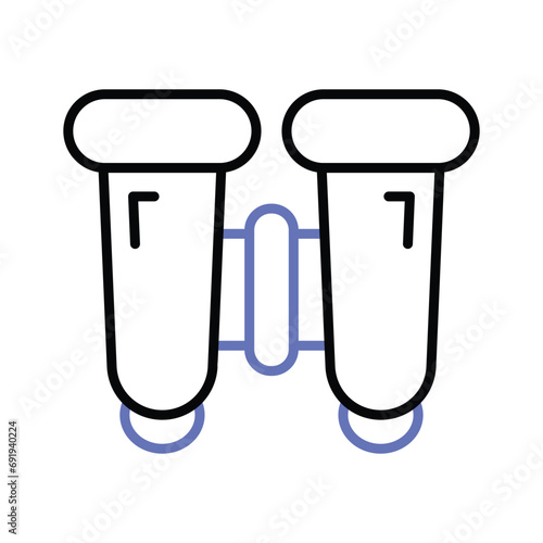 An optical instrument with a lens for each eye, used for viewing distant objects, binoculars vector design in trendy style