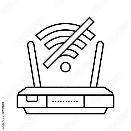 network troubles repair computer line icon vector. network troubles repair computer sign. isolated contour symbol black illustration