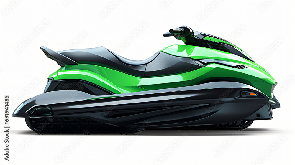 Green Water Scooter Isolated on White Background.