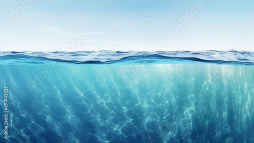 water wave underwater blue ocean swimming pool wide panorama background isolated white background