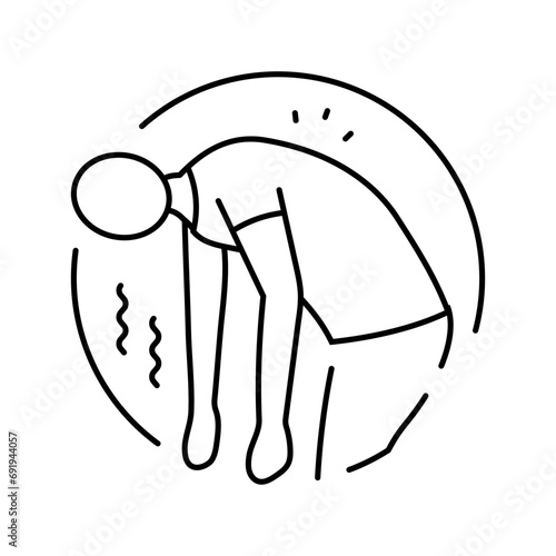 fatigue weakness disease symptom line icon vector. fatigue weakness disease symptom sign. isolated contour symbol black illustration