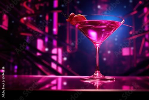  a close up of a martini glass with a cherry garnish on the rim and a cherry garnish on the rim.
