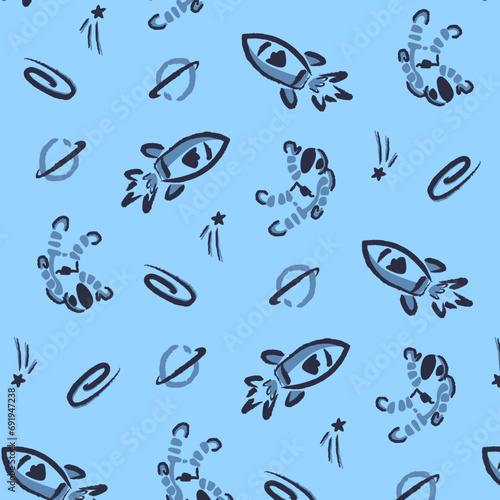 seamless pattern with space and planets © Brent