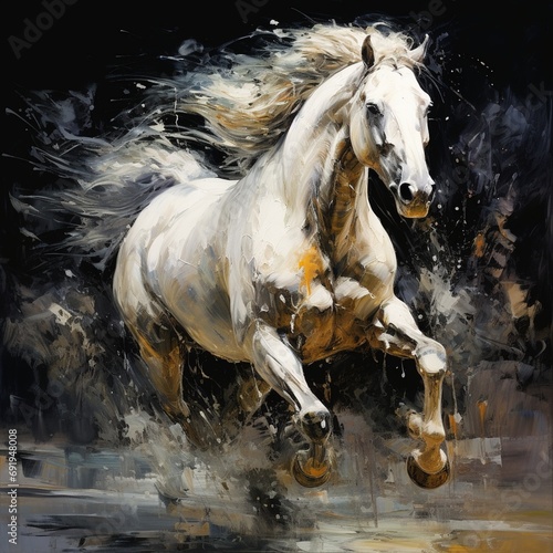 A Majestic White Horse Galloping Created With Generative AI Technology