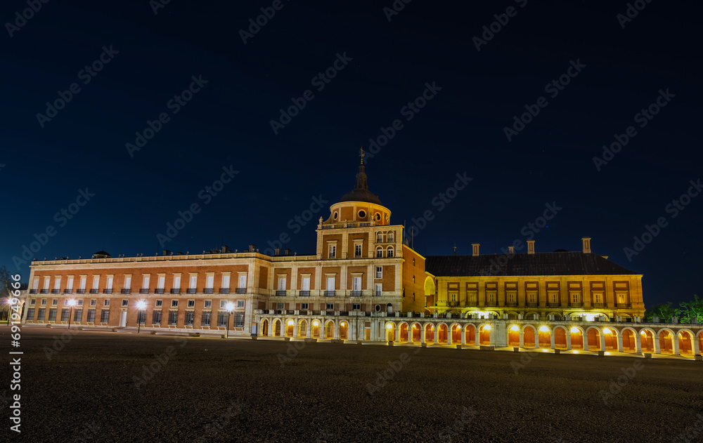 Royal Palace of Aranjuez at night. Madrid. Spain. Europe.