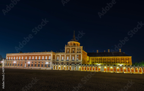 Royal Palace of Aranjuez at night. Madrid. Spain. Europe.