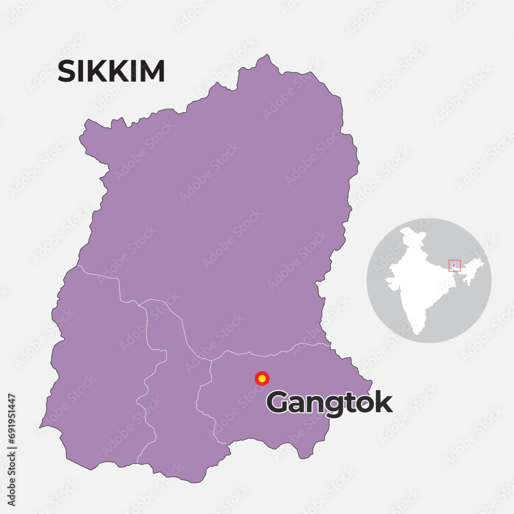 Sikkim Map Stock Illustration | Adobe Stock