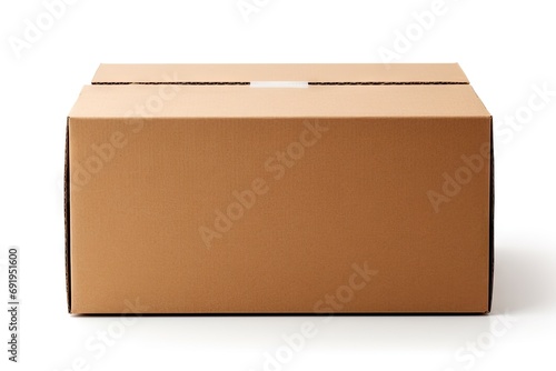 Versatile cardboard boxes on white background isolated. Shipping to storage brown cartons are epitome of functionality. Blank and ready for labels symbolize of safe transportation and secure packaging © Wuttichai