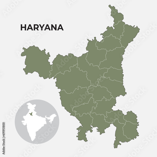 Haryana locator map showing District and its capital  photo