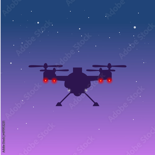 drone illuminated at night