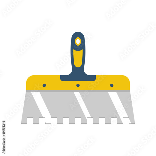 Construction spatula isolated on white background. Cement trowel. Putty knife, tools for construction and repair. Apply plaster or putty. Home handyman equipment. Vector illustration flat design.