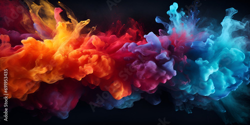 abstract colorful Smoke on Dark Backgroud.AI Generative  photo