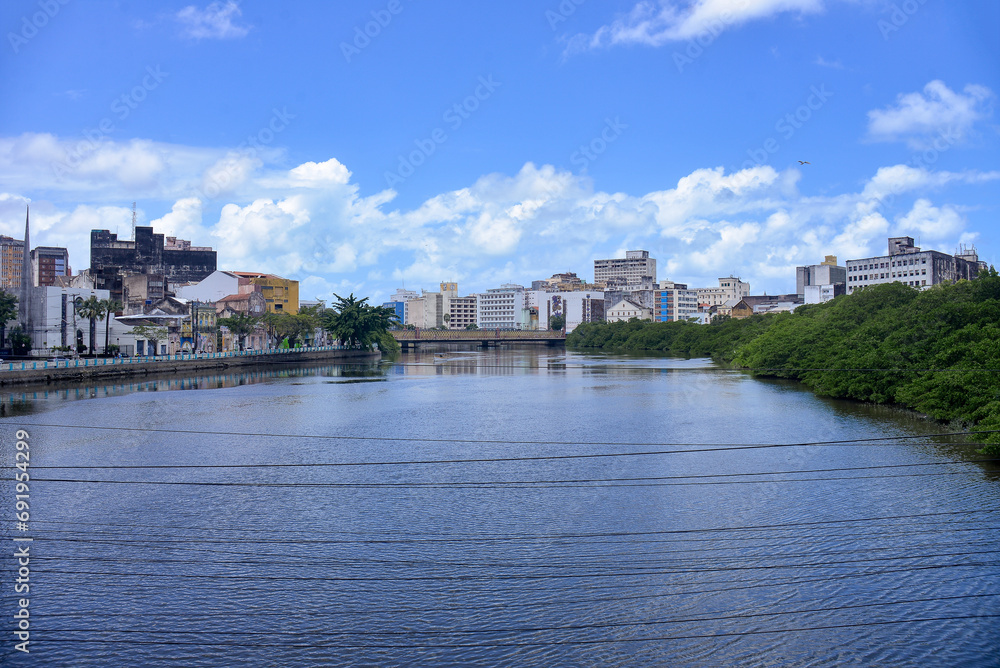 view, view of the river and the city, road to the city,  March 6 bridge, Recife, Pernambuco, Brazil, brazilian landscape, view of the city, urban landscape