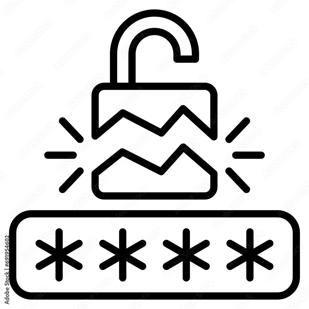 Password Cracking icon line vector illustration Password Cracking icon line vector illustration