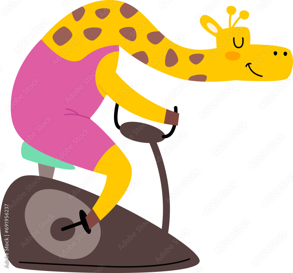 Giraffe On Exercise Bike