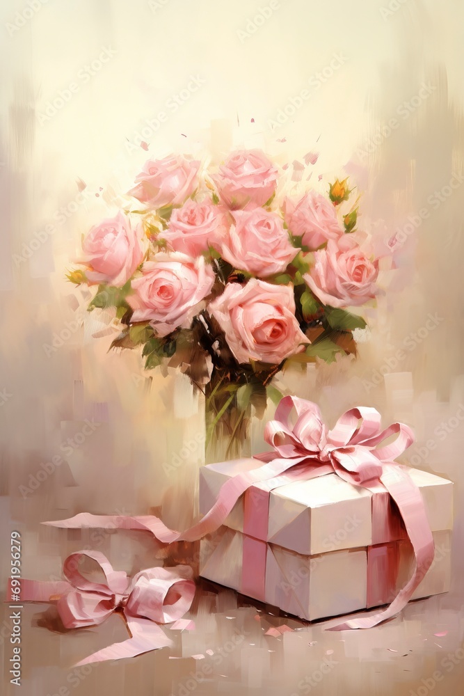 beautiful roses, rendered in impressionism style, copy space , generative ai beautiful roses, rendered in impressionism style, copy space , generative ai