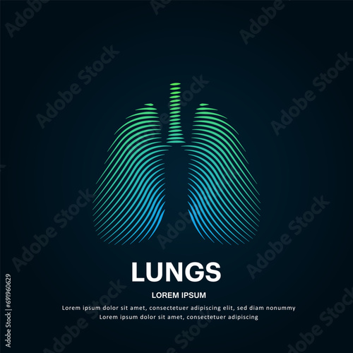 Human lungs medical structure. Vector logo lungs color silhouette on a dark background. creative Lungs care logo vector template suitable for organization, company, or community. EPS 10
