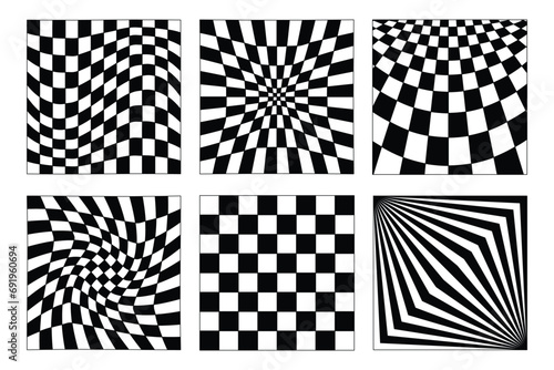 Vector backgrounds in groovy psychedelic style - abstract backdrops and design templates for social media posts and stories, cards and posters..