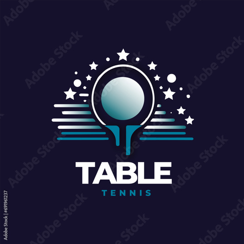 Table tennis racket sport logo known as ping pong photo