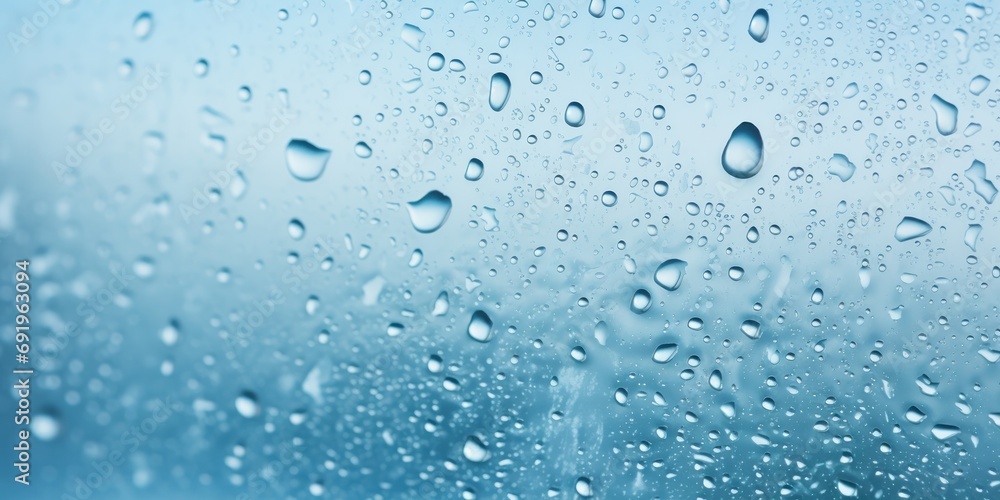 Water droplets on glass, forming a natural pattern.