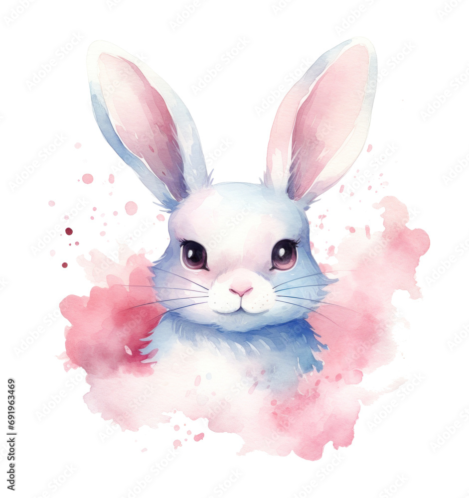 Fototapeta premium watercolor rabbit print, isolated