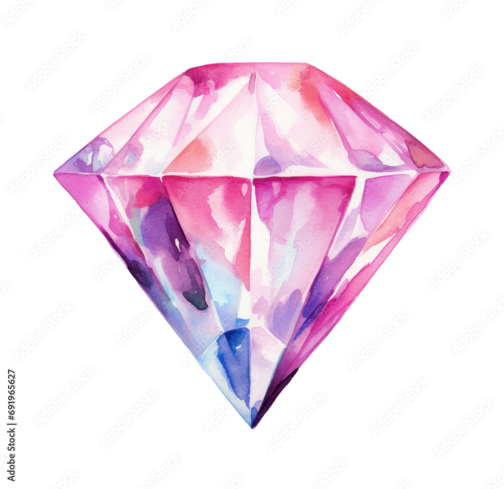 the diamond on a white background painted with watercolor the diamond on a white background painted with watercolor