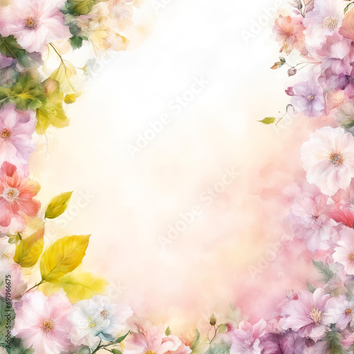 Colorful background with lots of flowers for congratulations. © Lednev