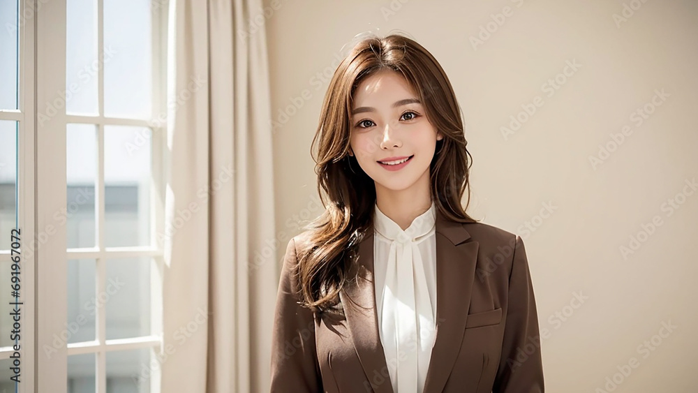 働く日本人女性　スーツ　受付嬢｜Generative AI
