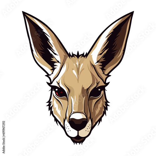 Kangaroo Portrait Sticker, Kangaroo mascot logo illustration, Kangaroo character, generative ai