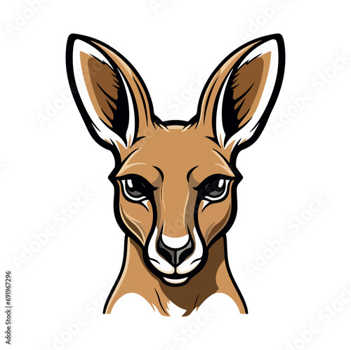 Kangaroo Portrait Sticker, Kangaroo mascot logo illustration, Kangaroo character, generative ai photo