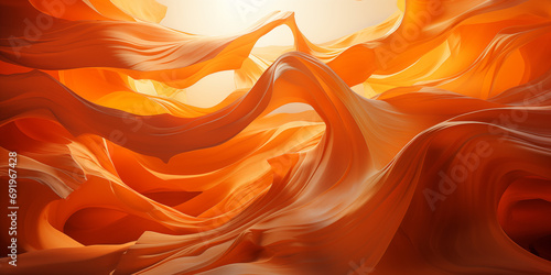 Wellenmotiv in orangen Farben als Grand Canyon als Hintergrundmotiv für Webdesign im Querformat für Banner, ai generativ