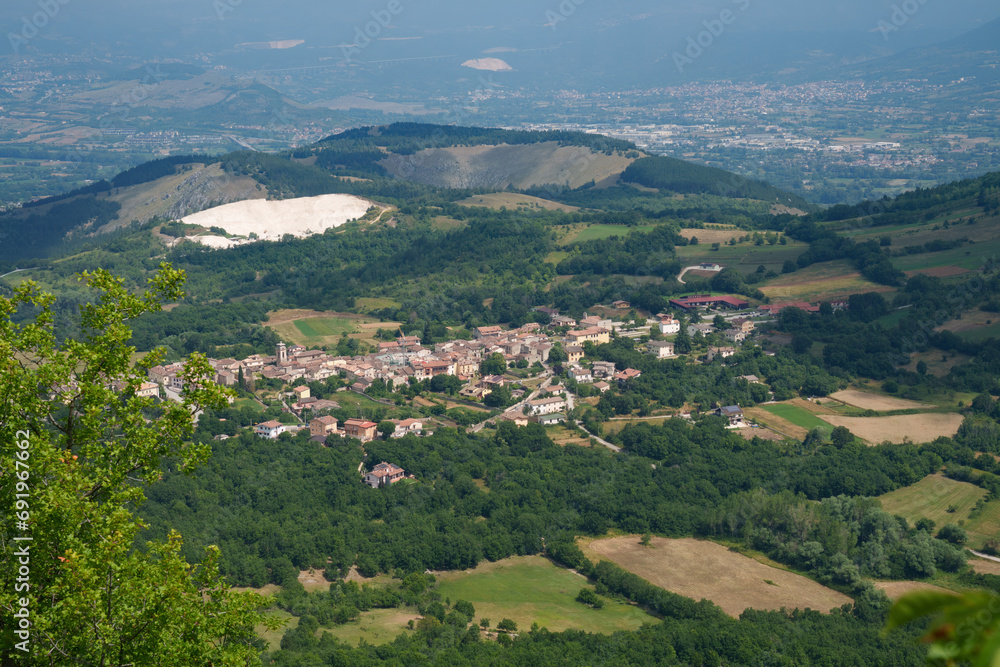 Mountain landscape along the road to Rocca di Cambio, Abruzzo