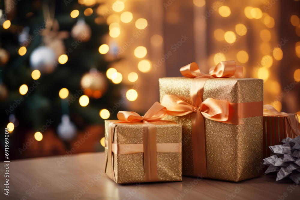 Merry New Year and Merry Christmas gift boxes Merry New Year and Merry Christmas gift boxes