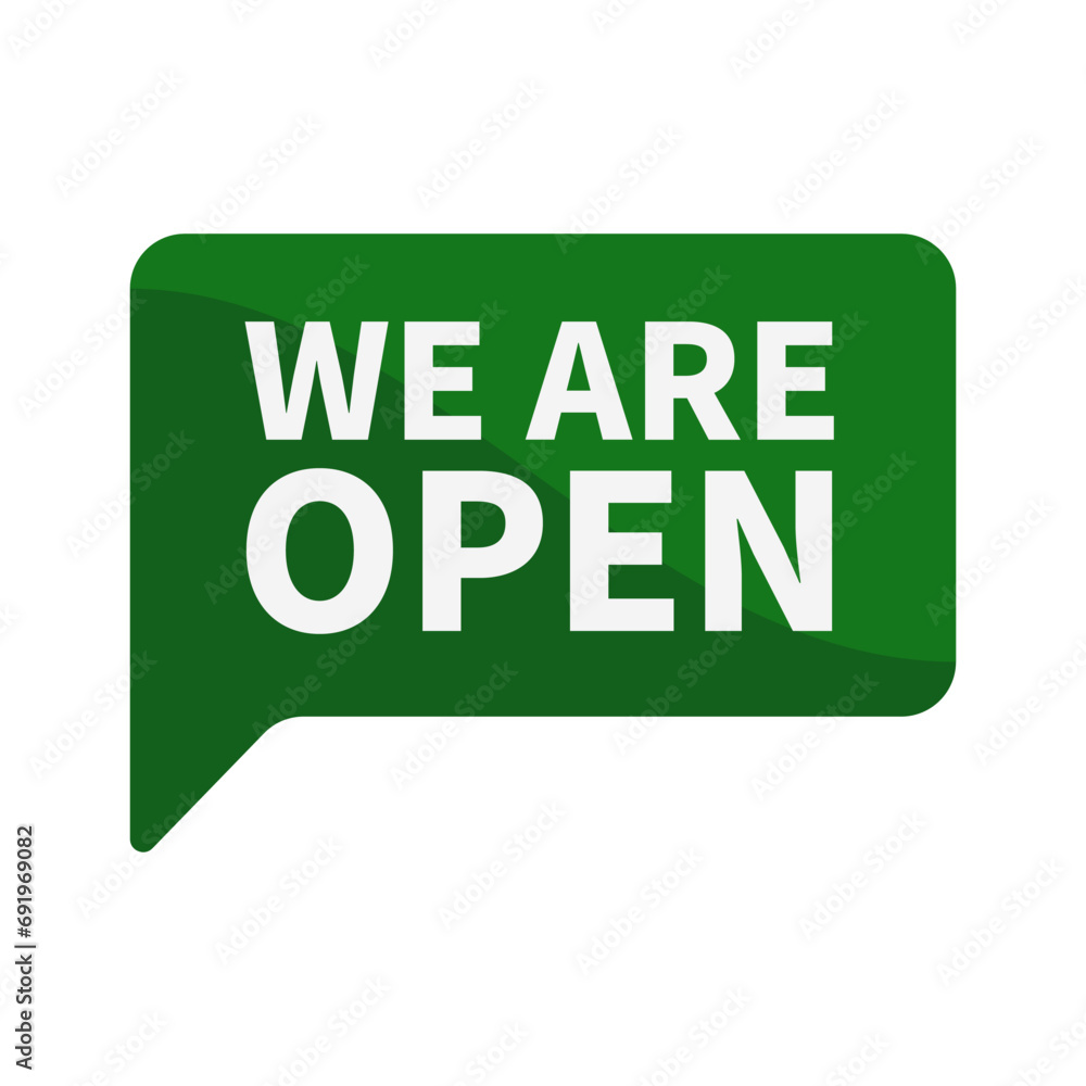 We Are Open In Green Rectangle Shape For Announcement Promotion Business Marketing Social Media Information
We Are Open In Green Rectangle Shape For Announcement Promotion Business Marketing Social Media Information