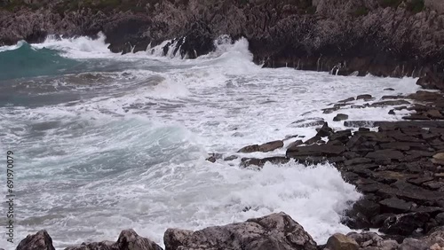 Wallpaper Mural Waves crashing against the rocks of the breakwater. Torontodigital.ca