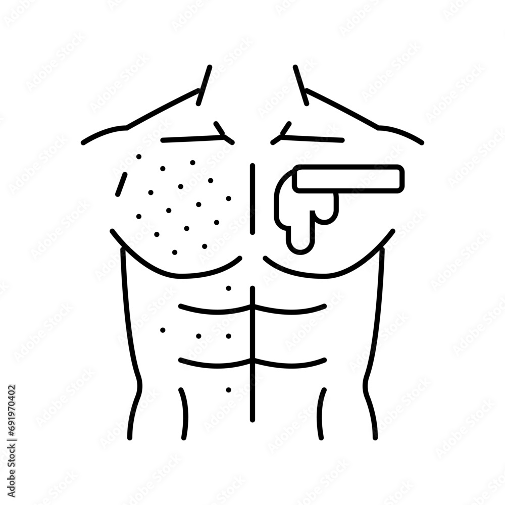 chest waxing male depilation line icon vector. chest waxing male depilation sign. isolated contour symbol black illustration