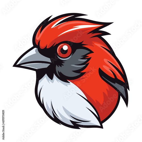 red capped robin Portrait Sticker, red capped robin head mascot logo illustration, red capped robin character, generative ai