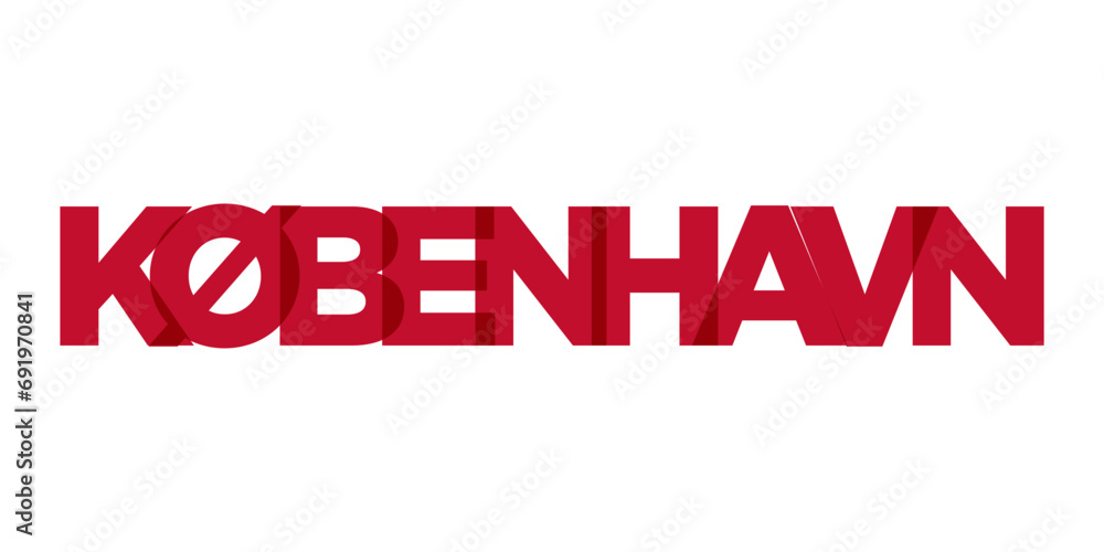 Kobenhavn in the Denmark emblem. The design features a geometric style, vector illustration with bold typography in a modern font. The graphic slogan lettering. Kobenhavn in the Denmark emblem. The design features a geometric style, vector illustration with bold typography in a modern font. The graphic slogan lettering.