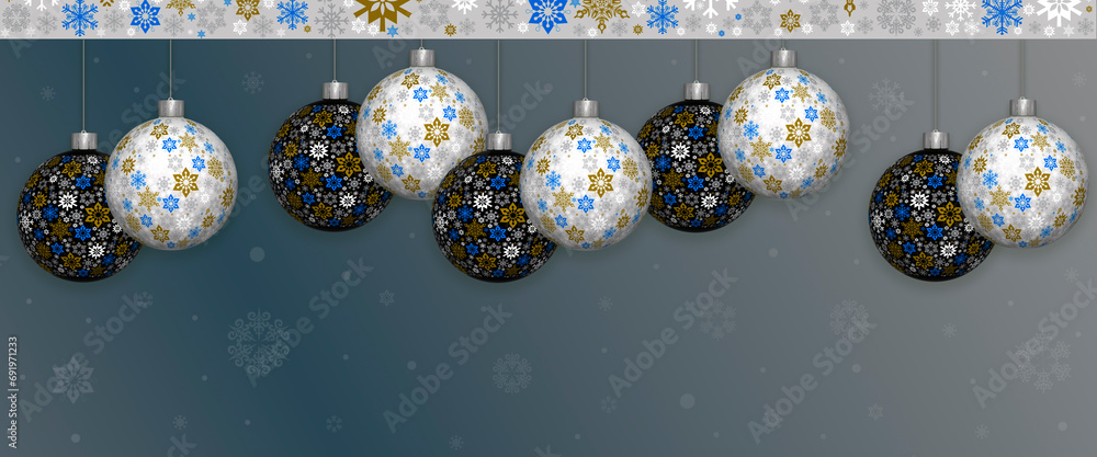 New Year and Christmas. Banner with copy space.Stock illustration. Snowflakes.
