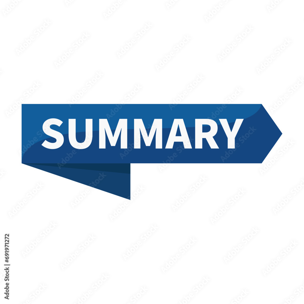 Summary In Blue Rectangle Ribbon Shape For Result Detail Information Announcement Business Social Media Marketing

