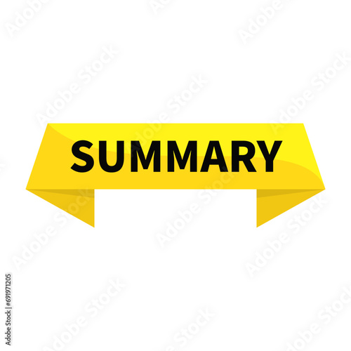 Summary In Yellow Rectangle Ribbon Shape For Result Detail Information Announcement Business Social Media Marketing
