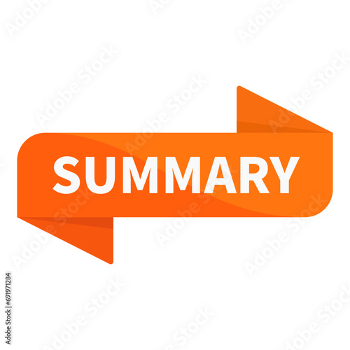 Summary In Orange Ribbon Rectangle Shape For Result Detail Information Announcement Business Social Media Marketing
