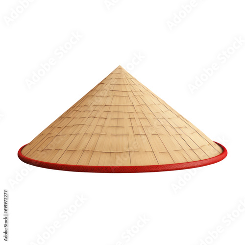 Asian conical hat. Isolated on transparent background. 