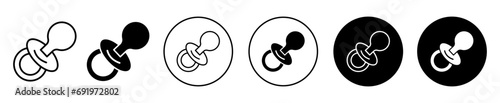 Nipple icon. newborn baby child or toddler infant kid pacifier rubber nipple vector set. nursing babysitting milk feeding soft nipple pacifier  symbol logo sign