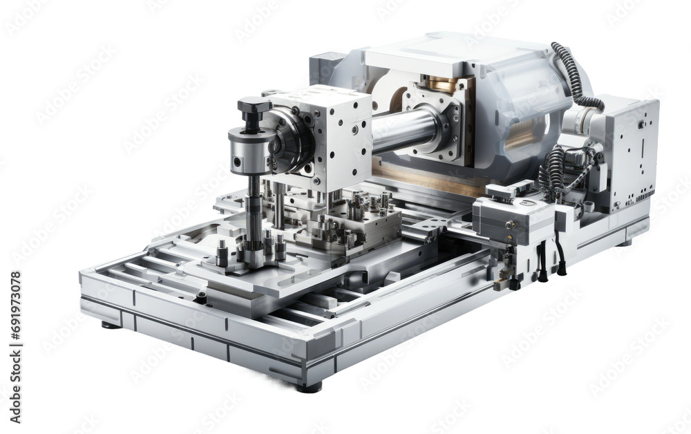 Modern Design State Of The Art CNC Milling Machine on White or PNG Transparent Background.