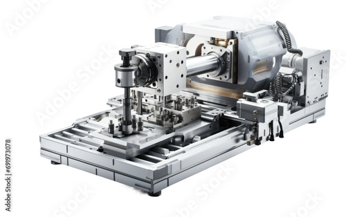 Modern Design State Of The Art CNC Milling Machine on White or PNG Transparent Background.
