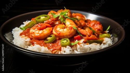 Shrimp Creole Over Rice, Spicy Delight

