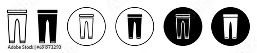 
Pants trousers icon. men or women trouser track pant or jogging leggings jeans wear cloth vector mark. male or girl casual jogger apparel outfit sweat denim symbol set. man trouser pant logo sign 

