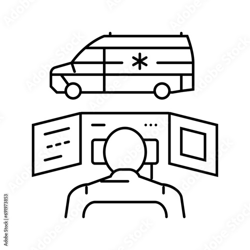 ambulance dispatch line icon vector. ambulance dispatch sign. isolated contour symbol black illustration